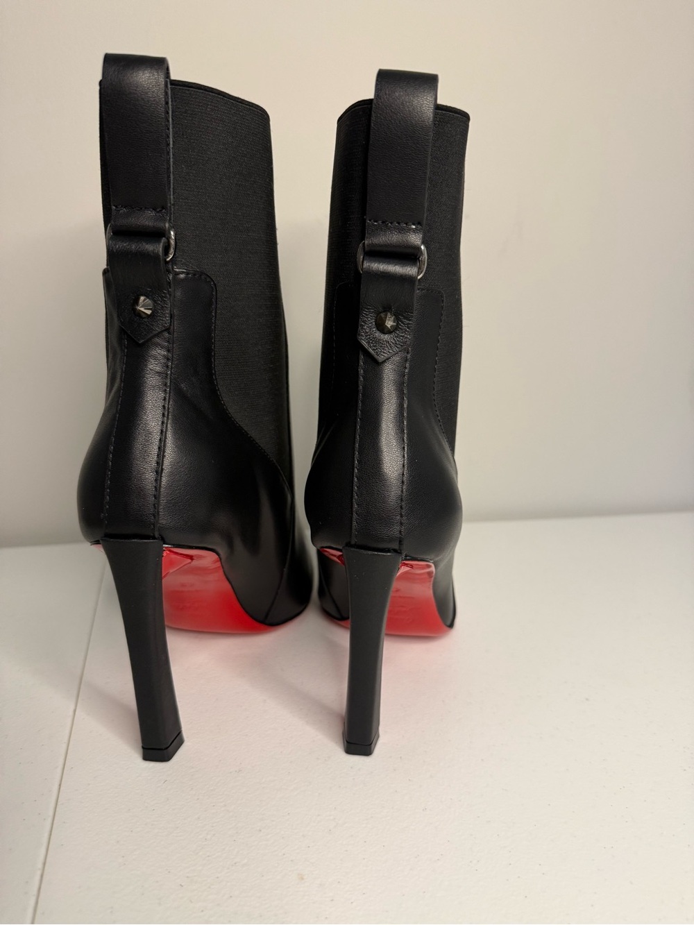 Christian Louboutin Black Pointed Leather Ankle Boots - Picture 3 of 5